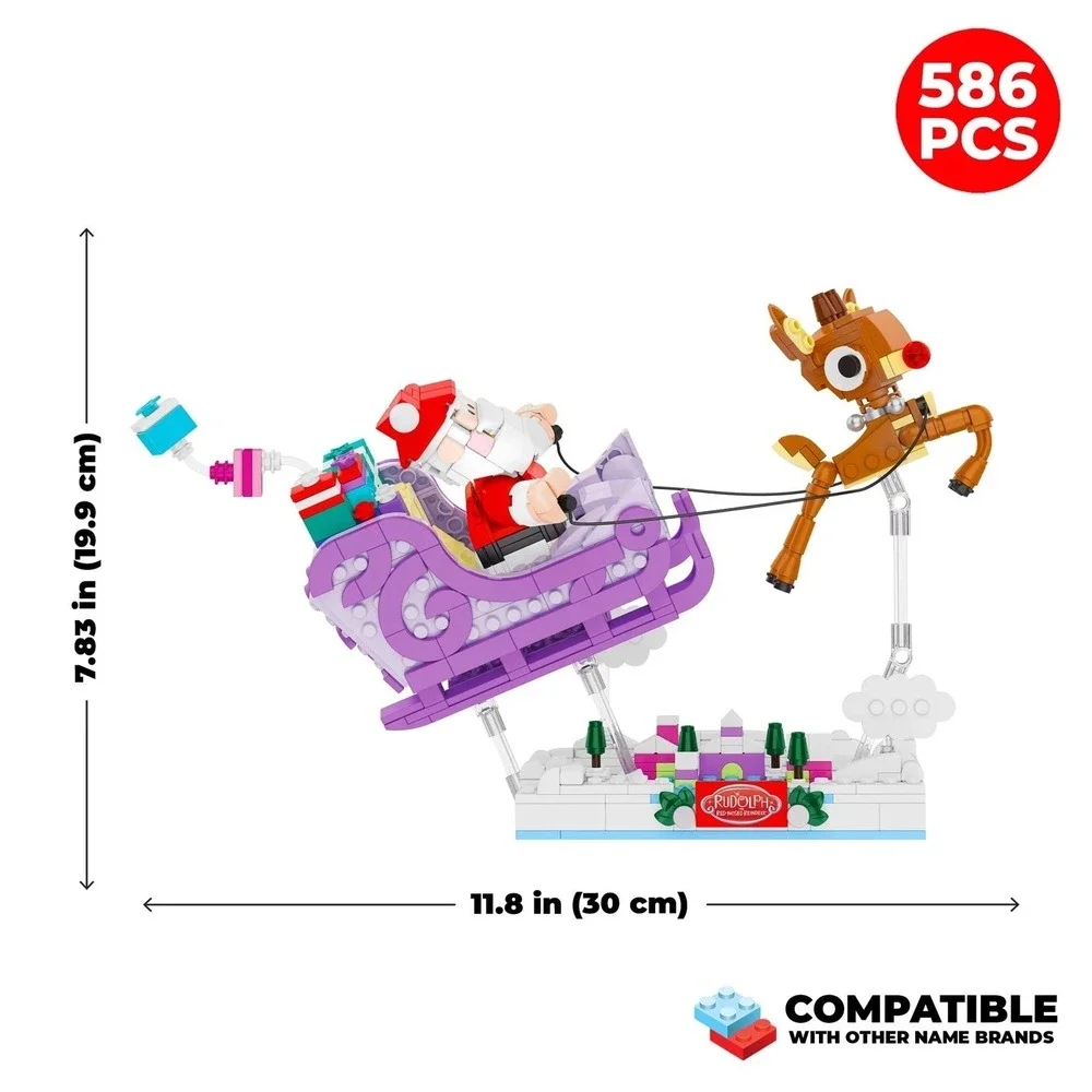 Brickcraft Rudolph the Red-Nosed‎ Reindeer Santa's Sleigh Brick Building Kit